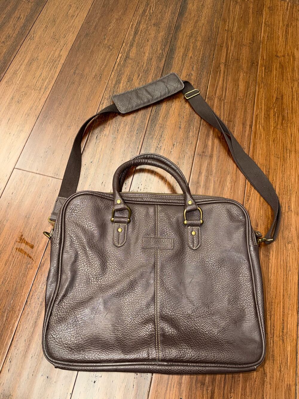 Tommy Bahama Genuine Leather Messenger Laptop Briefcase Brown Shoulder Bag